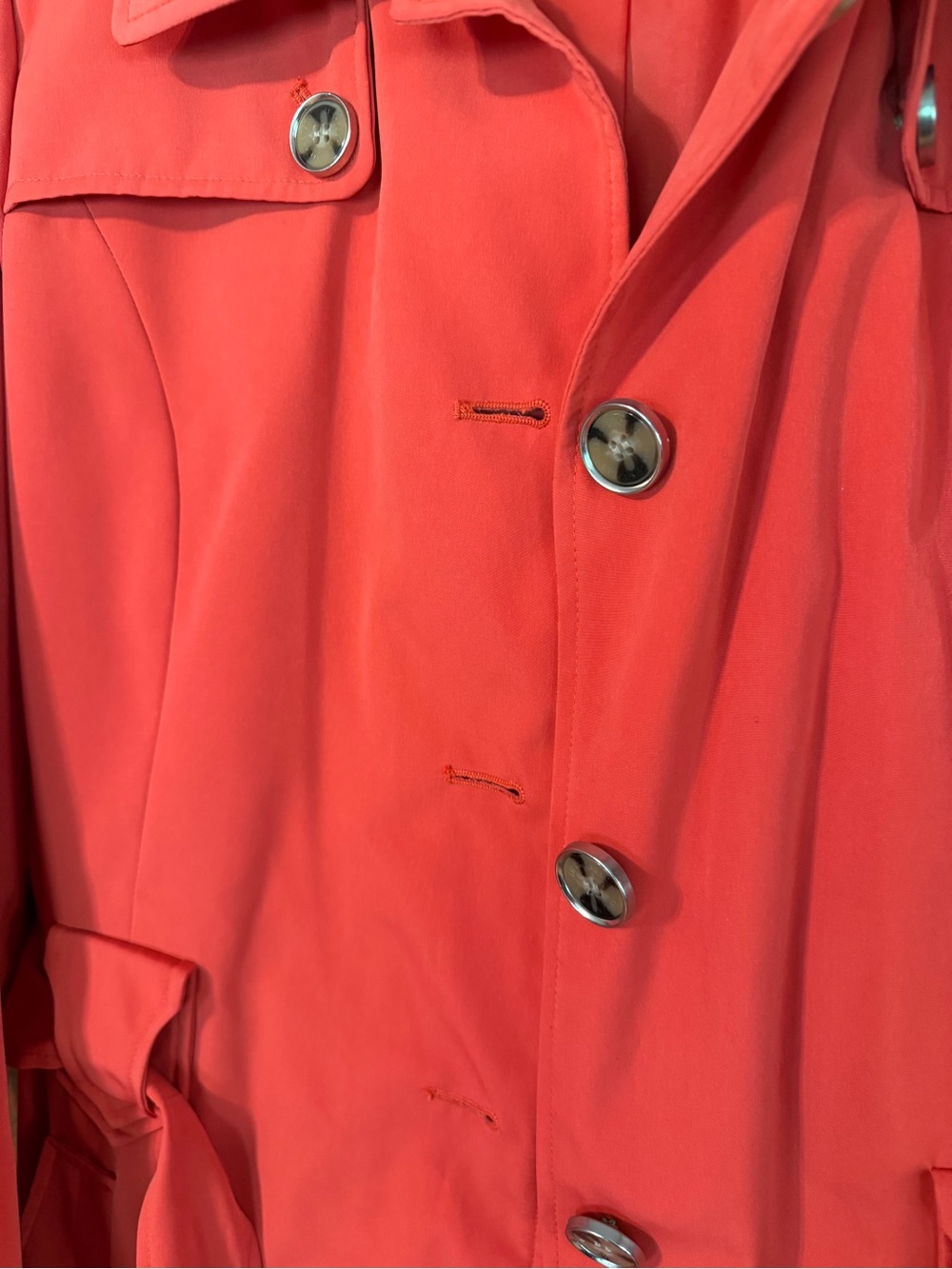 Liz Claiborne XL NWT Belted Trench Coat Hooded Rain Jacket Coastal Preppy - Picture 2 of 15